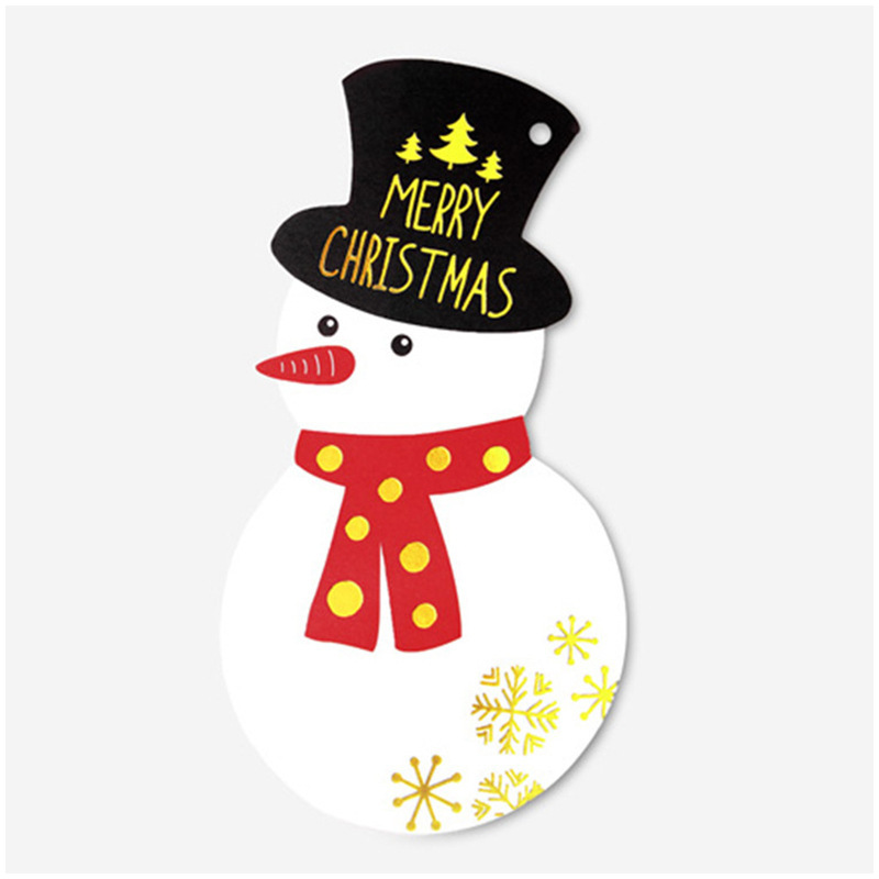 Christmas Card Gilded Old Snowman Deer Card Small Accessories Pendant Christmas Card K031 Dress up Hanging Card
