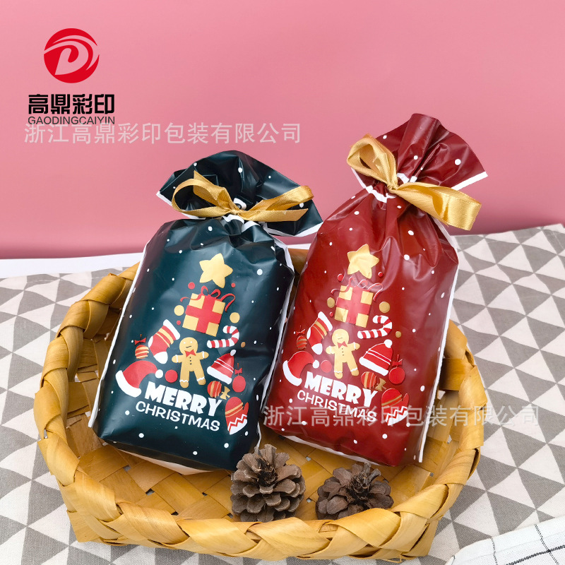 50 Pcs/Bag New Christmas Drawstring Bag Gift Bag Tying Packing Machine Candy Grocery Bag Lucky Bag in Stock