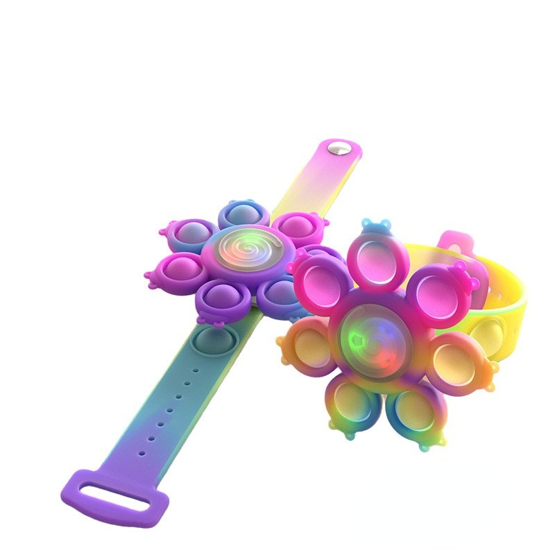 Cross-Border New Luminous Rotating Bracelet Bubble Silicone Decompression Toy Mouse Killer Pioneer Fingertip Gyro Children&#039;s Gift