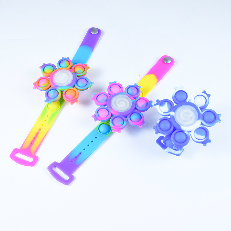 Cross-Border New Luminous Rotating Bracelet Bubble Silicone Decompression Toy Mouse Killer Pioneer Fingertip Gyro Children&#039;s Gift