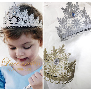 European and American New Children's Crown Hair Band Baby Hair Band Birthday Party Headdress Upgrade Can't Drop Rhinestone Hair Generation