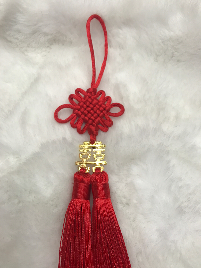 Double Happiness Chinese Knot Small Pendant High-End Invitation Card Red Envelope Decoration Chinese Knot Tassel Xi Character Chinese Knot