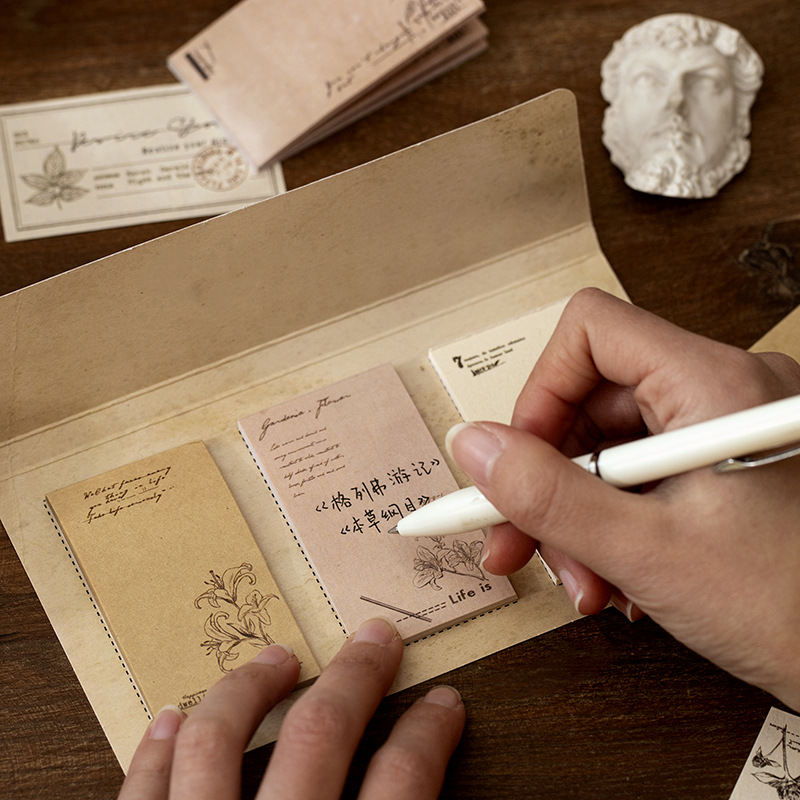 Yan Ji Note Set Plant Invitation Series Vintage Flowers and Plants Notebook DIY Material Decorative Paper 60 Pieces into 6 Models