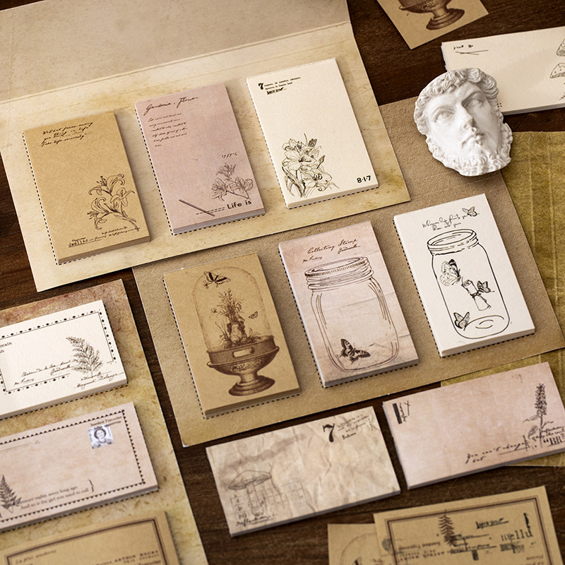 Yan Ji Note Set Plant Invitation Series Vintage Flowers and Plants Notebook DIY Material Decorative Paper 60 Pieces into 6 Models