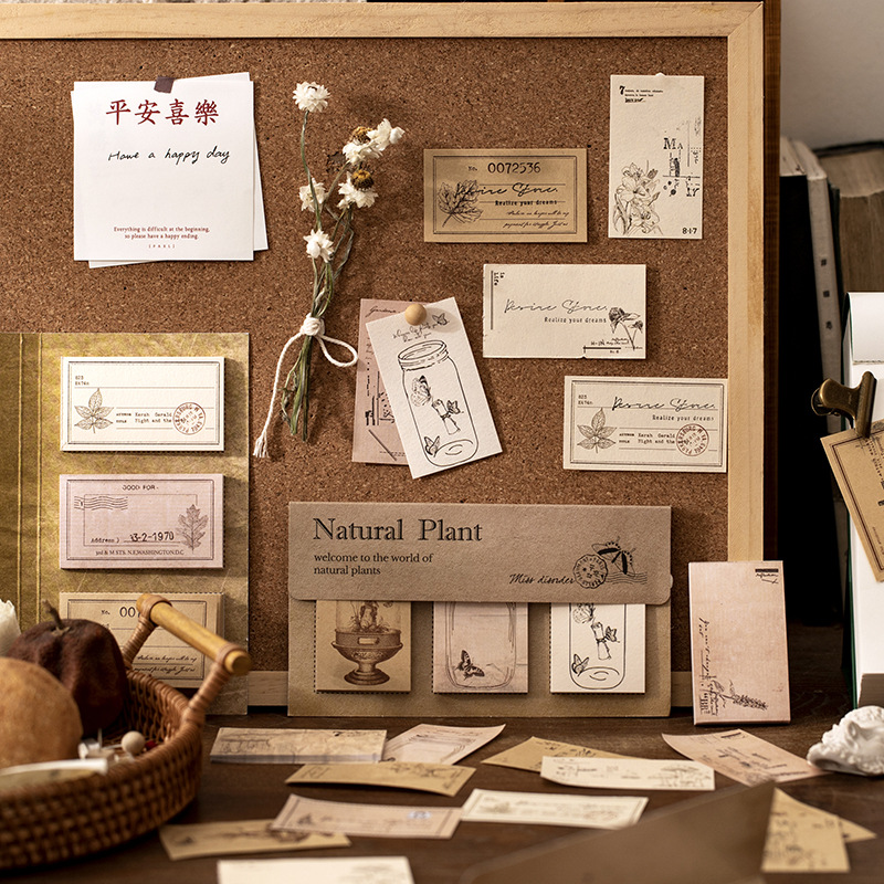 Yan Ji Note Set Plant Invitation Series Vintage Flowers and Plants Notebook DIY Material Decorative Paper 60 Pieces into 6 Models