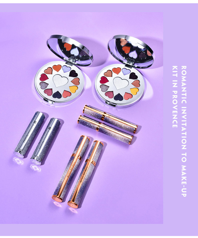 Provence romantic invitation for beauty makeup set in a box eyeshadow mascara lipstick set in a 4-piece gift box Provence romantic invitation for beauty makeup set in a box eyeshadow mascara lipstick set in a 4-piece gift box