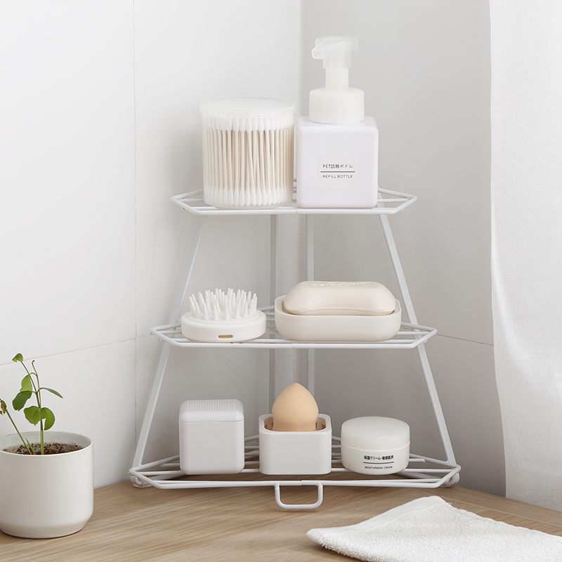 Iron Triangle Three-Layer Storage Rack Kitchen Storage Spice Jar Storage Rack Rack Holder Bowl Rack Home Storage