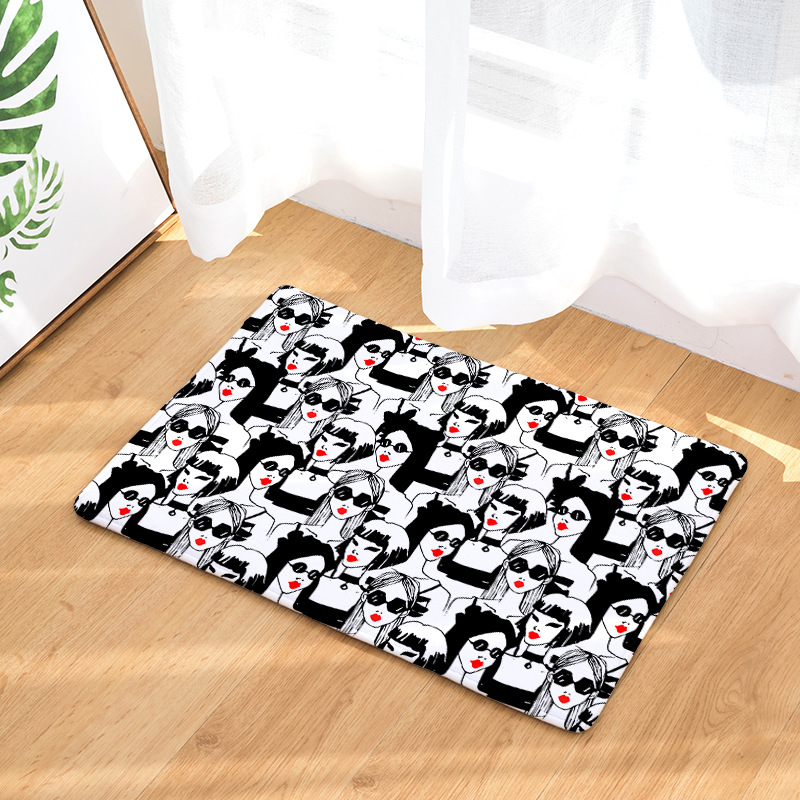 Amazon Cross-Border Flannel Watercolor Triangle Geometric Living Room Bedroom Non-Slip Floor Mat One Piece Dropshipping Processing Wholesale