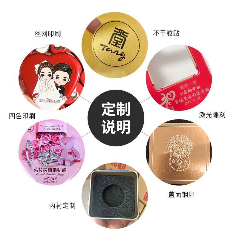 European Creative Wedding Supplies Tinplate Wedding Candies Box Gift Candy Box 10cm round Iron Box Wholesale