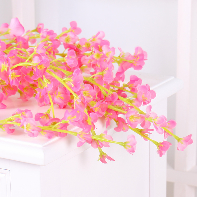 Artificial Wisteria Violet Plastic Silk Flower Decorative Vine Plant Ceiling Fake Flower for Wedding Rattan Green Plant Balcony