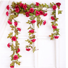 Artificial Wisteria Violet Plastic Silk Flower Decorative Vine Plant Ceiling Fake Flower for Wedding Rattan Green Plant Balcony