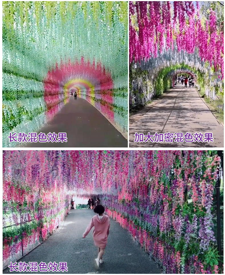 Artificial Wisteria Wedding Ceiling Decorative Silk Flower Artificial Fake Flower Rattan HANAFUJI Violets HANAFUJI Home Art Gallery Green Plants