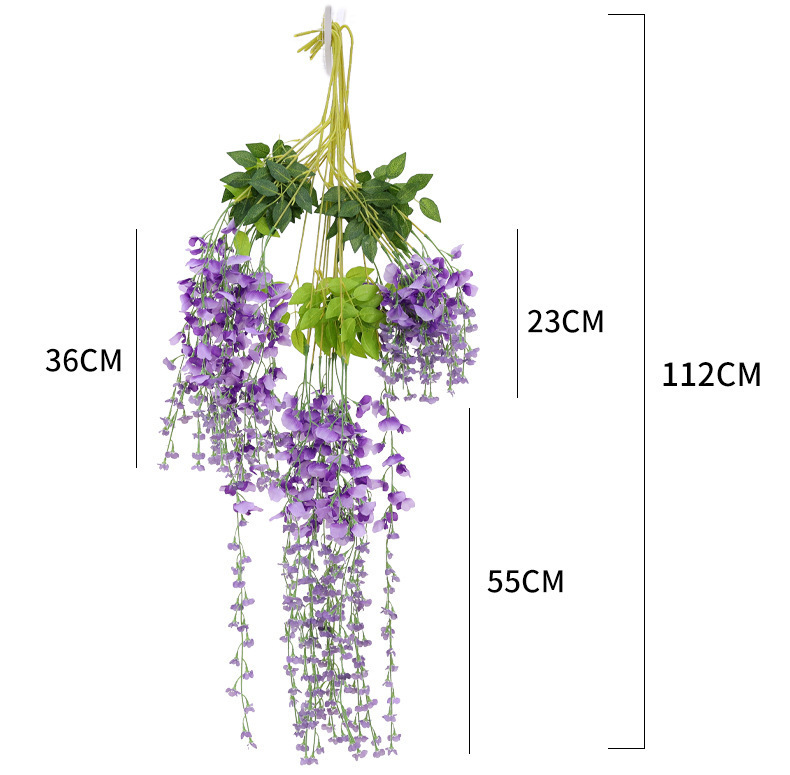 Artificial Wisteria Wedding Ceiling Decorative Silk Flower Artificial Fake Flower Rattan HANAFUJI Violets HANAFUJI Home Art Gallery Green Plants