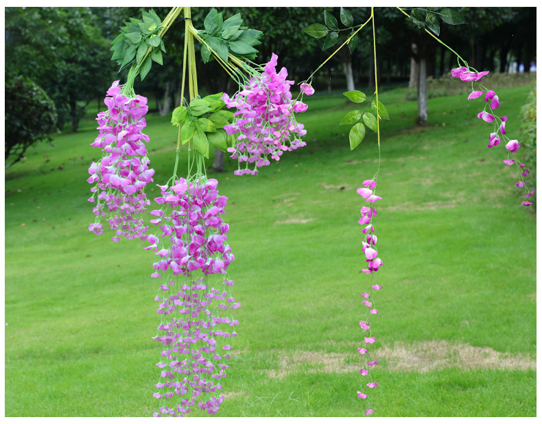 Artificial Wisteria Wedding Ceiling Decorative Silk Flower Artificial Fake Flower Rattan HANAFUJI Violets HANAFUJI Home Art Gallery Green Plants