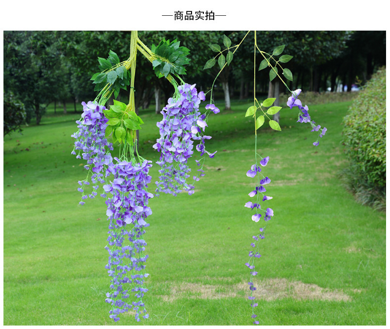 Artificial Wisteria Wedding Ceiling Decorative Silk Flower Artificial Fake Flower Rattan HANAFUJI Violets HANAFUJI Home Art Gallery Green Plants