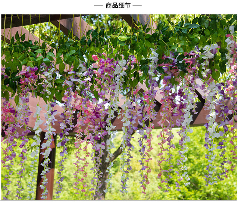 Artificial Wisteria Wedding Ceiling Decorative Silk Flower Artificial Fake Flower Rattan HANAFUJI Violets HANAFUJI Home Art Gallery Green Plants