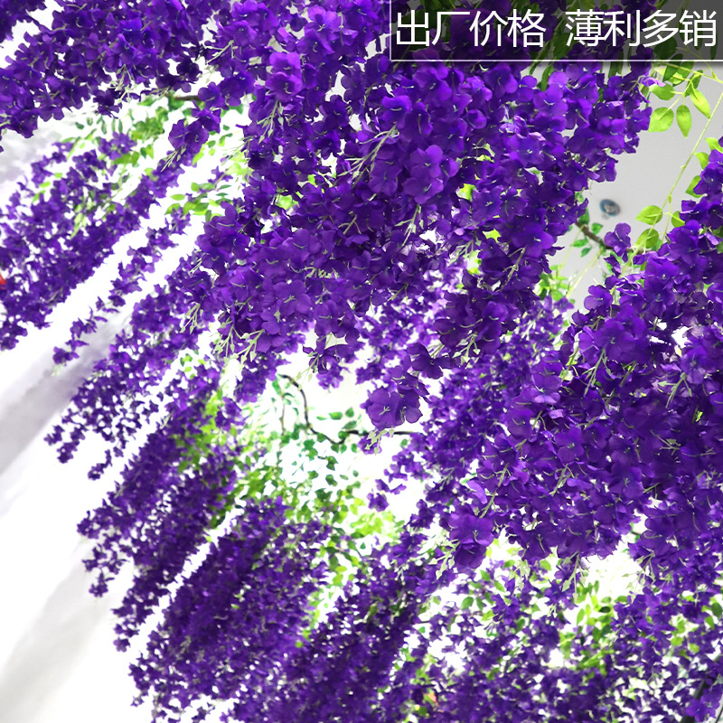 Artificial Wisteria Ceiling Wedding Encryption Flower Strip Artificial Flower Tofu Pudding Fake Flower Living Room Decoration Park Hotel Set