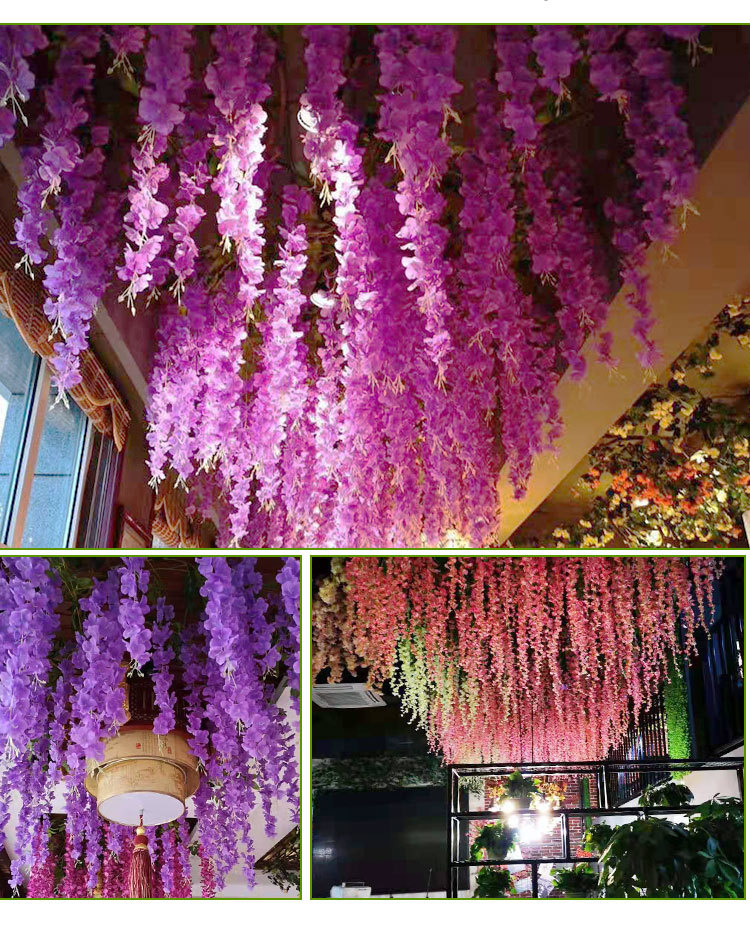 Artificial Wisteria Ceiling Wedding Encryption Flower Strip Artificial Flower Tofu Pudding Fake Flower Living Room Decoration Park Hotel Set