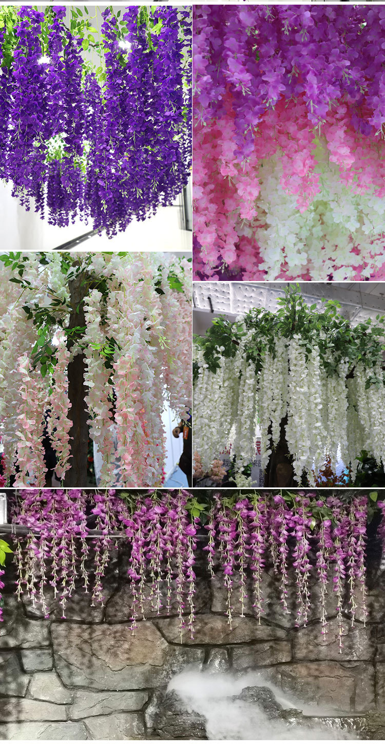 Artificial Wisteria Ceiling Wedding Encryption Flower Strip Artificial Flower Tofu Pudding Fake Flower Living Room Decoration Park Hotel Set