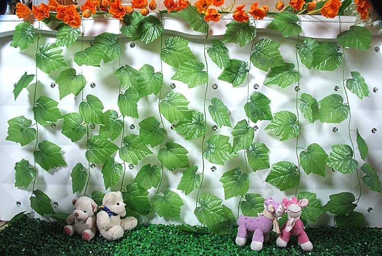 Simulation Rattan Fake Flower Vine Grape Leaves Fake Leaves Green Leaf Plant Ceiling Decoration Pipe Hiding Vine Ivy