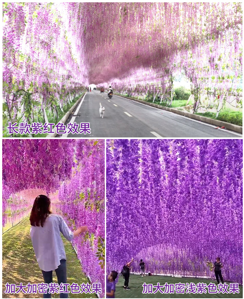 Artificial Wisteria Wedding Ceiling Decorative Silk Flower Artificial Fake Flower Rattan HANAFUJI Violets HANAFUJI Home Art Gallery Green Plants