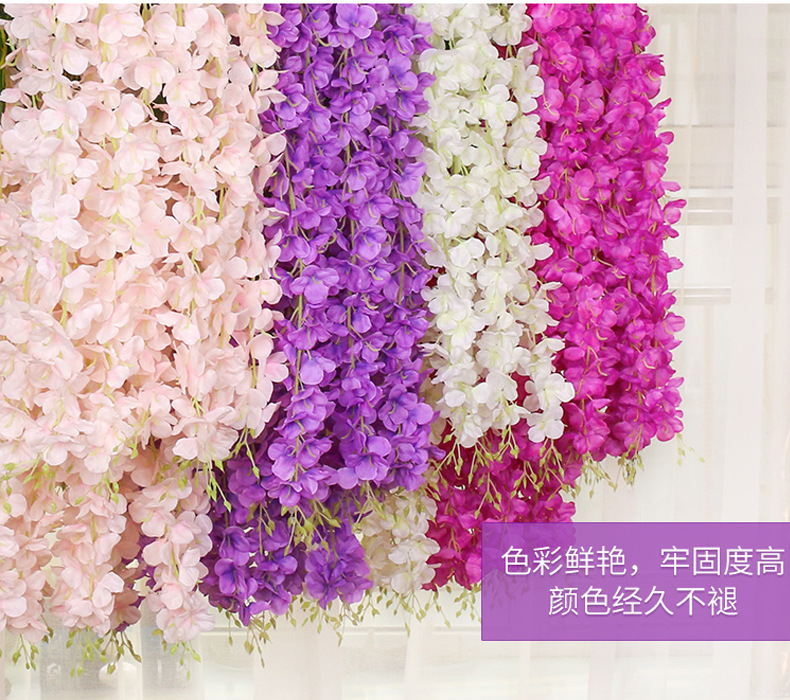 Artificial Wisteria Wedding Ceiling Decorative Silk Flower Artificial Fake Flower Rattan HANAFUJI Violets HANAFUJI Home Art Gallery Green Plants