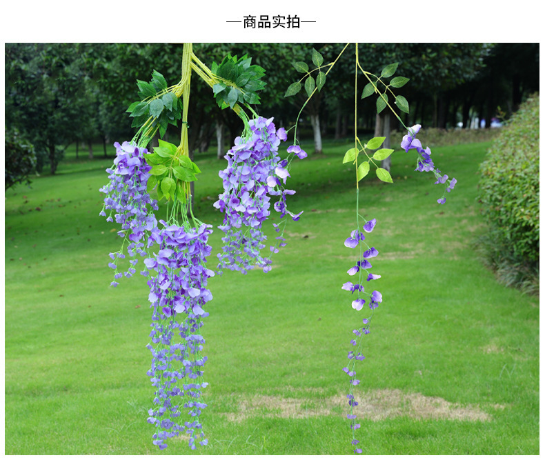 Artificial Wisteria Wedding Ceiling Decorative Silk Flower Artificial Fake Flower Rattan HANAFUJI Violets HANAFUJI Home Art Gallery Green Plants