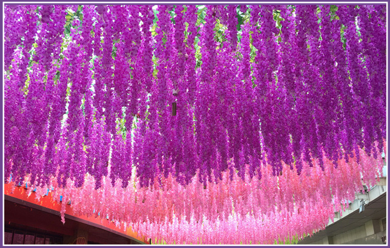 Artificial Wisteria Wedding Ceiling Decorative Silk Flower Artificial Fake Flower Rattan HANAFUJI Violets HANAFUJI Home Art Gallery Green Plants