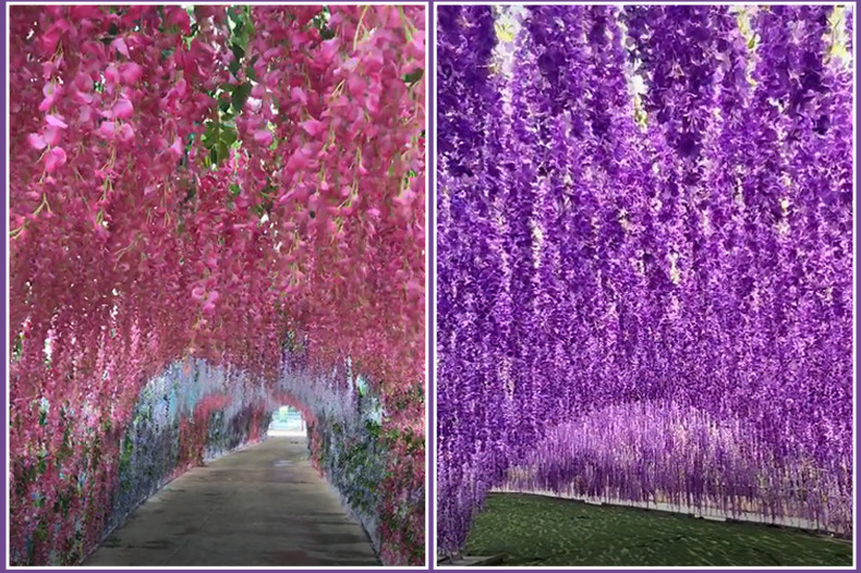 Artificial Wisteria Wedding Ceiling Decorative Silk Flower Artificial Fake Flower Rattan HANAFUJI Violets HANAFUJI Home Art Gallery Green Plants