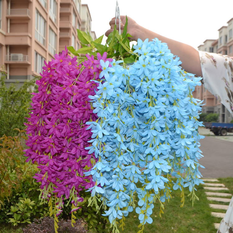 Wholesale Artificial Wisteria Lilac Wall Hanging the Flowers Fake Flower Wedding Decoration Flower Rattan Vine Silk Flower Ceiling Flowers