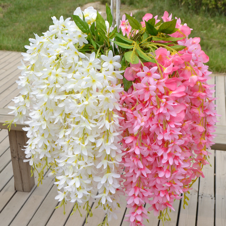 Wholesale Artificial Wisteria Lilac Wall Hanging the Flowers Fake Flower Wedding Decoration Flower Rattan Vine Silk Flower Ceiling Flowers