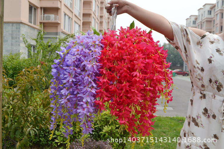 Wholesale Artificial Wisteria Lilac Wall Hanging the Flowers Fake Flower Wedding Decoration Flower Rattan Vine Silk Flower Ceiling Flowers