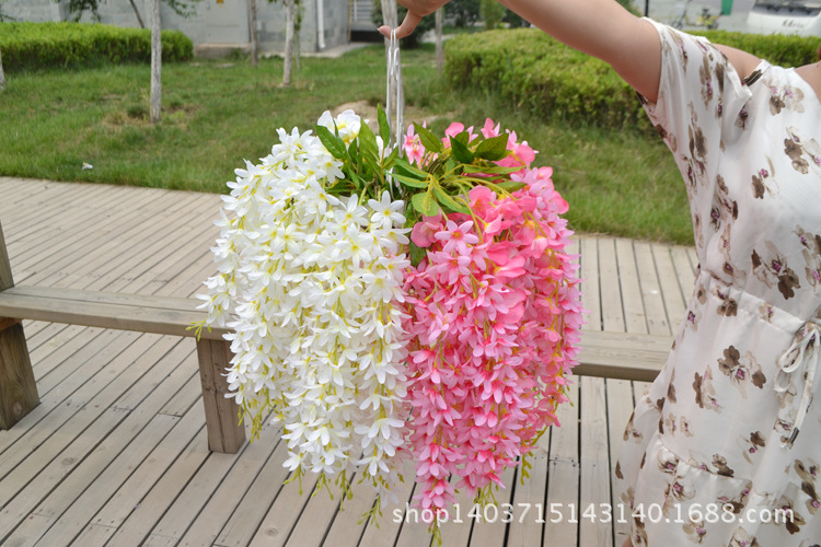 Wholesale Artificial Wisteria Lilac Wall Hanging the Flowers Fake Flower Wedding Decoration Flower Rattan Vine Silk Flower Ceiling Flowers