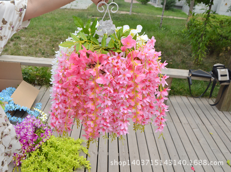 Wholesale Artificial Wisteria Lilac Wall Hanging the Flowers Fake Flower Wedding Decoration Flower Rattan Vine Silk Flower Ceiling Flowers