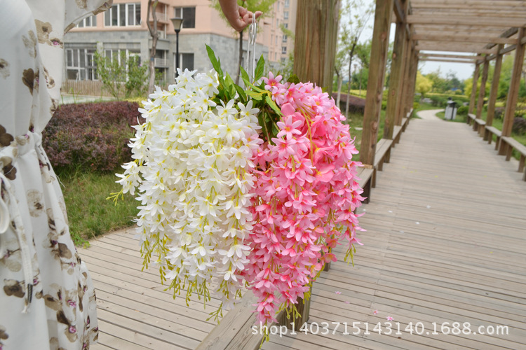 Wholesale Artificial Wisteria Lilac Wall Hanging the Flowers Fake Flower Wedding Decoration Flower Rattan Vine Silk Flower Ceiling Flowers