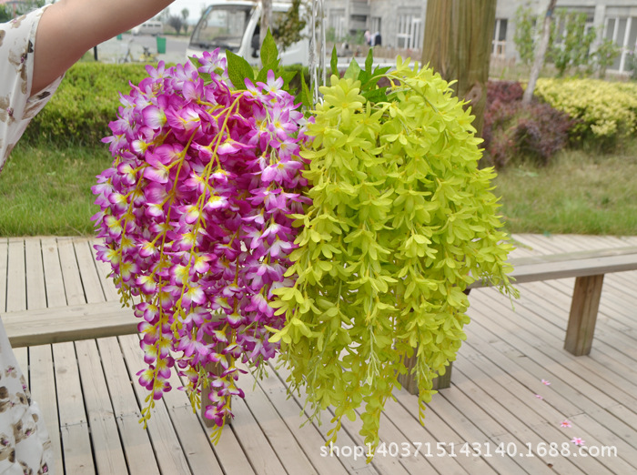 Wholesale Artificial Wisteria Lilac Wall Hanging the Flowers Fake Flower Wedding Decoration Flower Rattan Vine Silk Flower Ceiling Flowers