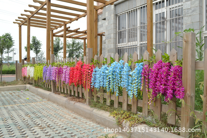 Wholesale Artificial Wisteria Lilac Wall Hanging the Flowers Fake Flower Wedding Decoration Flower Rattan Vine Silk Flower Ceiling Flowers