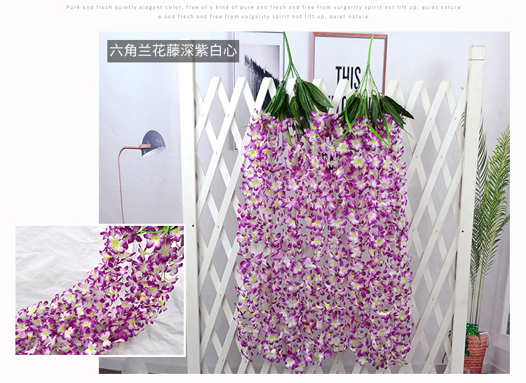 Wholesale Artificial Wisteria Lilac Wall Hanging the Flowers Fake Flower Wedding Decoration Flower Rattan Vine Silk Flower Ceiling Flowers