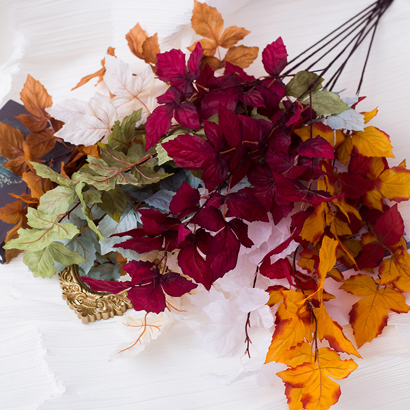 Wedding Simulation Flower Leaf Material Blue Bird Leaf Wedding Hall Layout Ceiling Road Lead Plastic Flowers Hotel Home Decorative Fake Flower