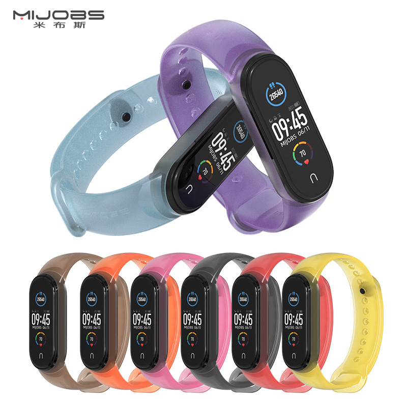 Xiaomi Bracelet 5 Strap TPU Silicone Replacement Strap Color Celebrity Inspired Transparent Color Bracelet Wrist Strap