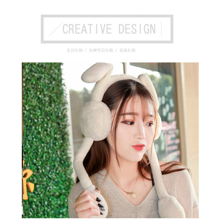 Internet Celebrity Ins Toy TikTok Same Style Moving Rabbit Ears Hair Hoop Plush Hat Cute Cute Hair Accessories for Girls