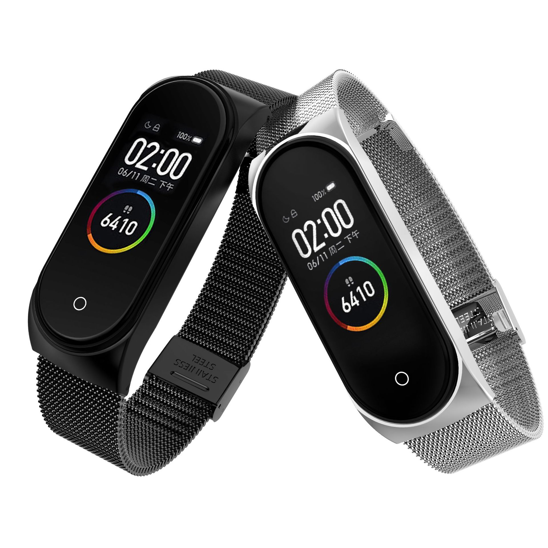 Suitable for Xiaomi Bracelet 4 M 3 Metal Strap Wrist Strap Stainless Steel Snap Joint Milanis Replacement Strap