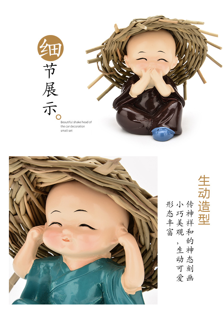 Car Decoration 4 Sets Price Four No Straw Hat Monk Car Kung Fu Little Monk Resin