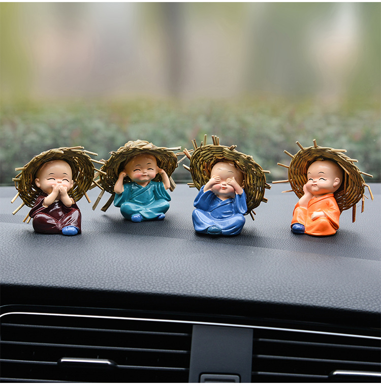 Car Decoration 4 Sets Price Four No Straw Hat Monk Car Kung Fu Little Monk Resin