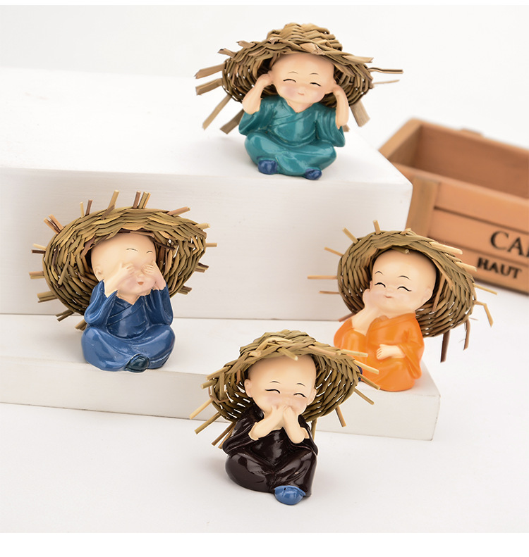 Car Decoration 4 Sets Price Four No Straw Hat Monk Car Kung Fu Little Monk Resin