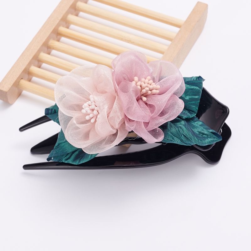 Korean Hairpin Flower Large Grip Elegant Graceful Lady Hair Updo Holder Silk Yarn Cloth Hairpin Headdress Back Head Korean Hairpin Flower Large Grip Elegant Graceful Lady Hair Updo Holder Silk Yarn Cloth Hairpin Headdress Back Head