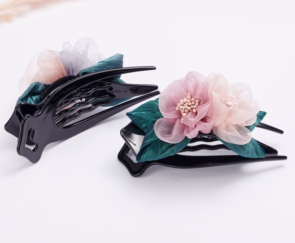 Korean Hairpin Flower Large Grip Elegant Graceful Lady Hair Updo Holder Silk Yarn Cloth Hairpin Headdress Back Head Korean Hairpin Flower Large Grip Elegant Graceful Lady Hair Updo Holder Silk Yarn Cloth Hairpin Headdress Back Head