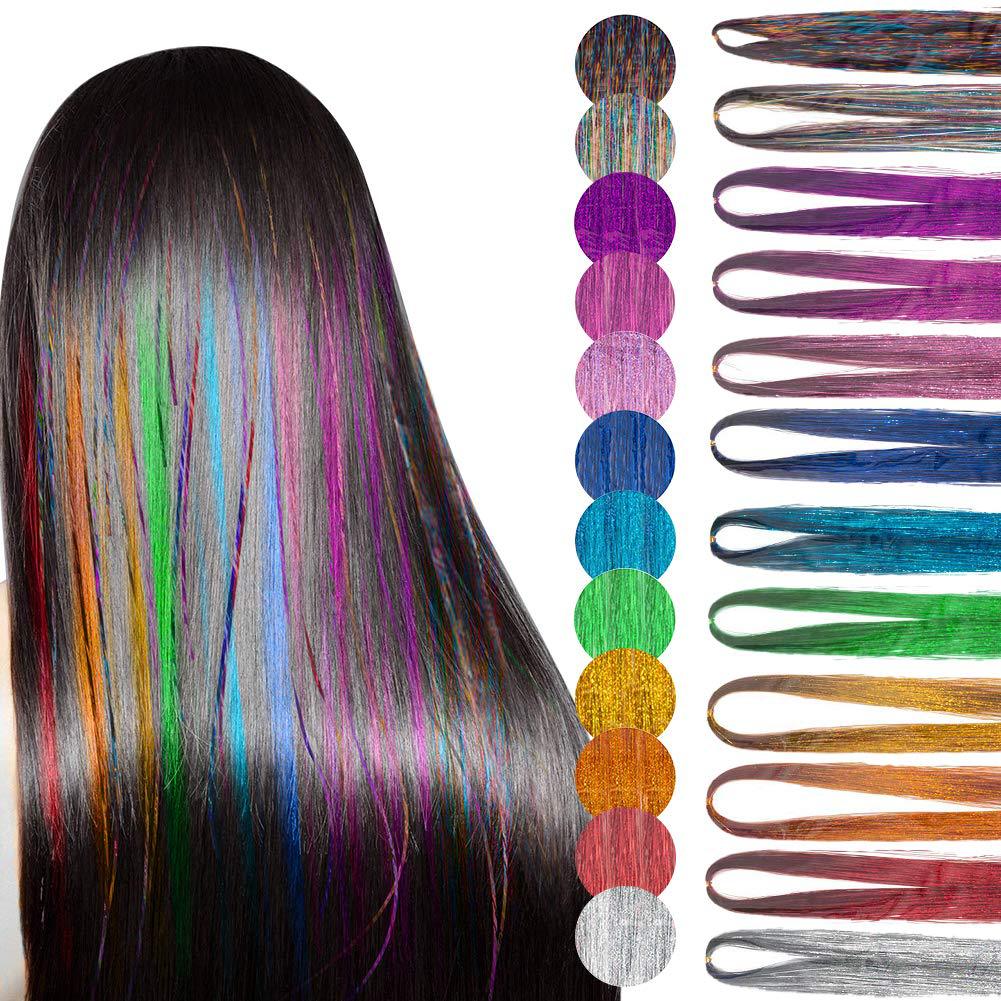 Tinsel Hair Extension Gold Silk 120cm Hair Band Colorful Ropes Colorful Laser Silk Flash Hair Extension Color Thread Tinsel Hair Extension Gold Silk 120cm Hair Band Colorful Ropes Colorful Laser Silk Flash Hair Extension Color Thread