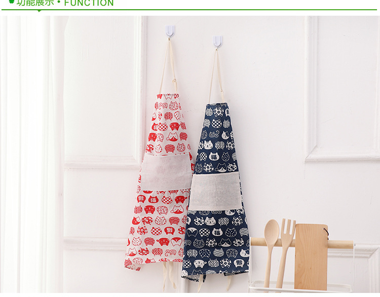Nordic Style Apron Kitchen Cotton and Linen Apron Oil-Proof Anti-Fouling Cooking Protective Dress