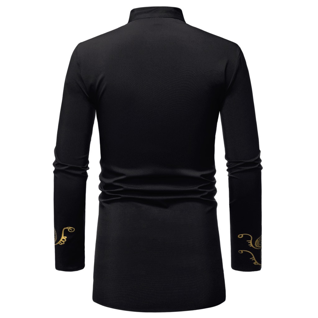 Foreign Trade Men's New Shirt African European Size Men's Chief Gilding Pattern Irregular Lining ZT-FZ46